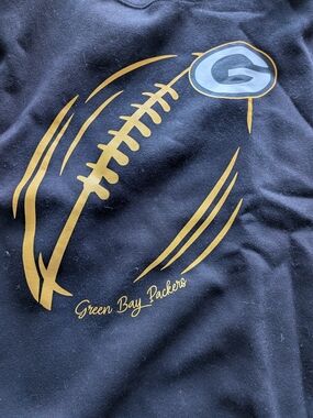 Gildan Black Women’s Sweater with Gold Green Bay Packers Football Graphic
